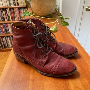 Comfortiva red leather ankle boots